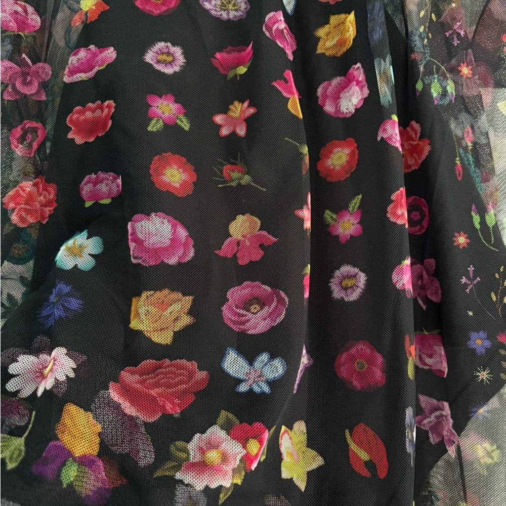 Johnny Was - Floral Embroidered Sheer Black Top - Picture 5 of 9